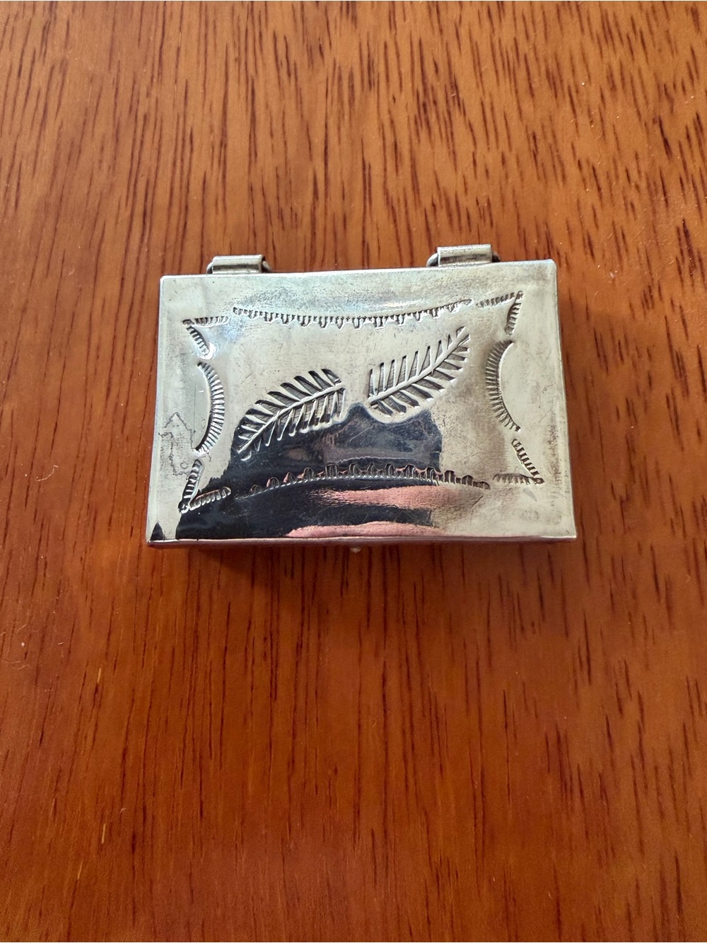 Vintage handmade and stamped Navajo silver snuff box or pill box
